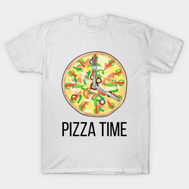 Pizza Time funny pizza clock design for pizza lovers T-Shirt by Butterfly Lane